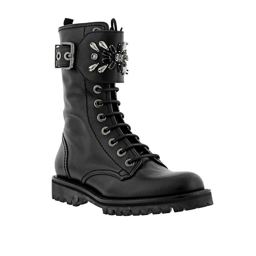 Sebastian Rhinestone Ankle Strap Biker Boot